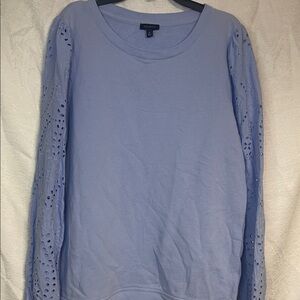 Talbots Light Blue Top with Eyelet Sleeves